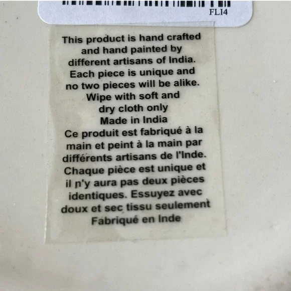 Hand Painted Striped Ceramic Canister w/ Wood Lid Made in India Black Cream NEW - Picture 13 of 15